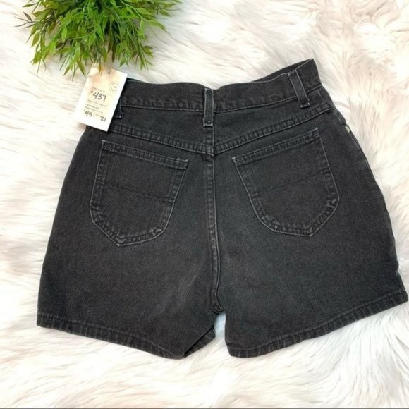 Pants - #437 High Waisted Black Jean Shorts Studded (27)